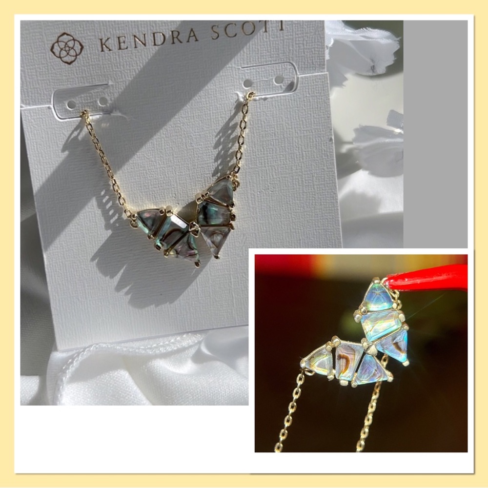Kendra Scott Gold Necklace Blair Iridescent Abalone Butterfly Necklace - Picture 1 of 5